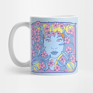 Pink Blossom Abundance with Blue Girl Mug